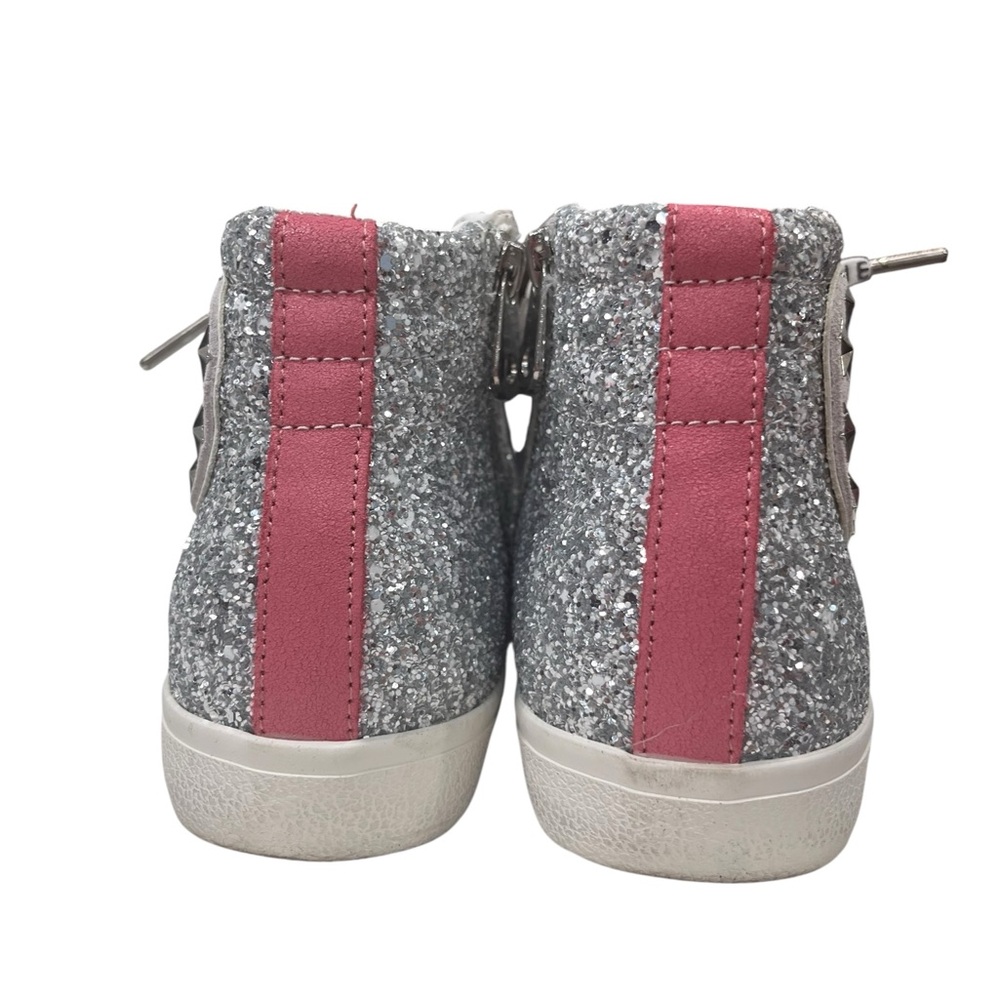 Vintage Havana Ray Silver Glitter Pink Stripe Star Stud High Top Sneakers 8.5 - Picture 5 of 13